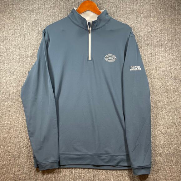 Peter Millar Crown Sport 1/4 Zip Performance Pullover Men's XL Blue Logo's READ - Picture 1 of 13